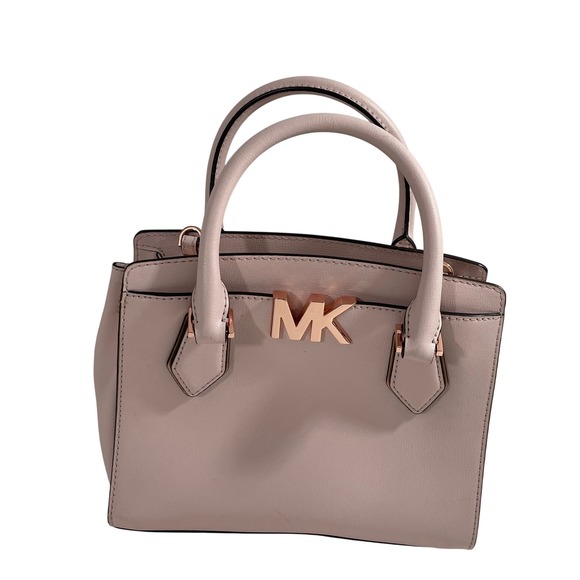 Michael Kors Pink Leather Satchel Handbag Rose Gold Hardware